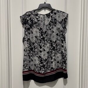Liz Claiborne Black and White Floral Blouse XXL